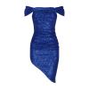 NATHGAM Women's Off Shoulder Sequin Homecoming Dress Sexy Bodycon Wrap Mini Dresses Glitter Prom Cocktail Gown with Side Slit Blue view 3