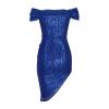 NATHGAM Women's Off Shoulder Sequin Homecoming Dress Sexy Bodycon Wrap Mini Dresses Glitter Prom Cocktail Gown with Side Slit Blue view 4