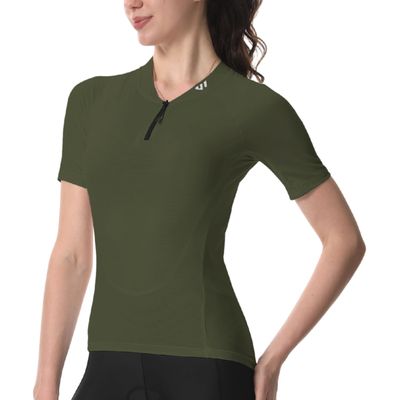 Wulibike Cycling Jersey Women Half Zipper Short Sleeve Breathable Road Biking Bike Shirts for Zip Pocket Cycle Tops Upf50+
