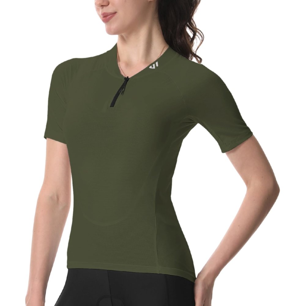 Wulibike Cycling Jersey Women Half Zipper Short Sleeve Breathable Road Biking Bike Shirts for Zip Pocket Cycle Tops Upf50+