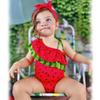 HINTINA 0-6 Months Baby Girls One Piece Swimsuits Infant Watermelon Bathing Suit Off Shoulder Swimwear Swimming Beach Wear with Headband view 3