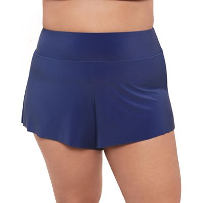 Aqua Green Women's High Waist Beach Swim Short Bottom, Cerulean, X-Large