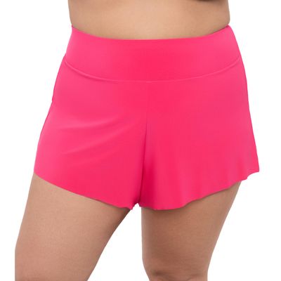 Aqua Green Women's High Waist Beach Swim Short Bottom, Rose Quartz, Medium