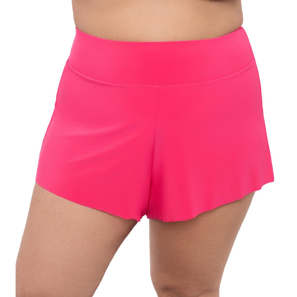 Aqua Green Women's High Waist Beach Swim Short Bottom, Rose Quartz, Medium