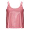 2024 Girls Fashion Sequin Tank Tops Sparkle Shimmer Cami Vintage Disco Spaghetti Strap Sequin Camisole Bling Shirts Summer Pink view 3
