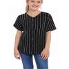 ACEFAST INC Kids Baseball Jersey Button Blank Softball Team Uniform Girls Boys Hip Hop T-Shirt Solid Color Sweatshirt Black Stripe view 1