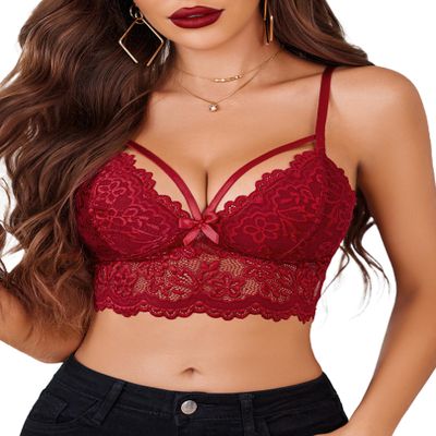 Avidlove Lace Camisole for Women Lace Lingerie Tee Tops (Wine Red, Medium)