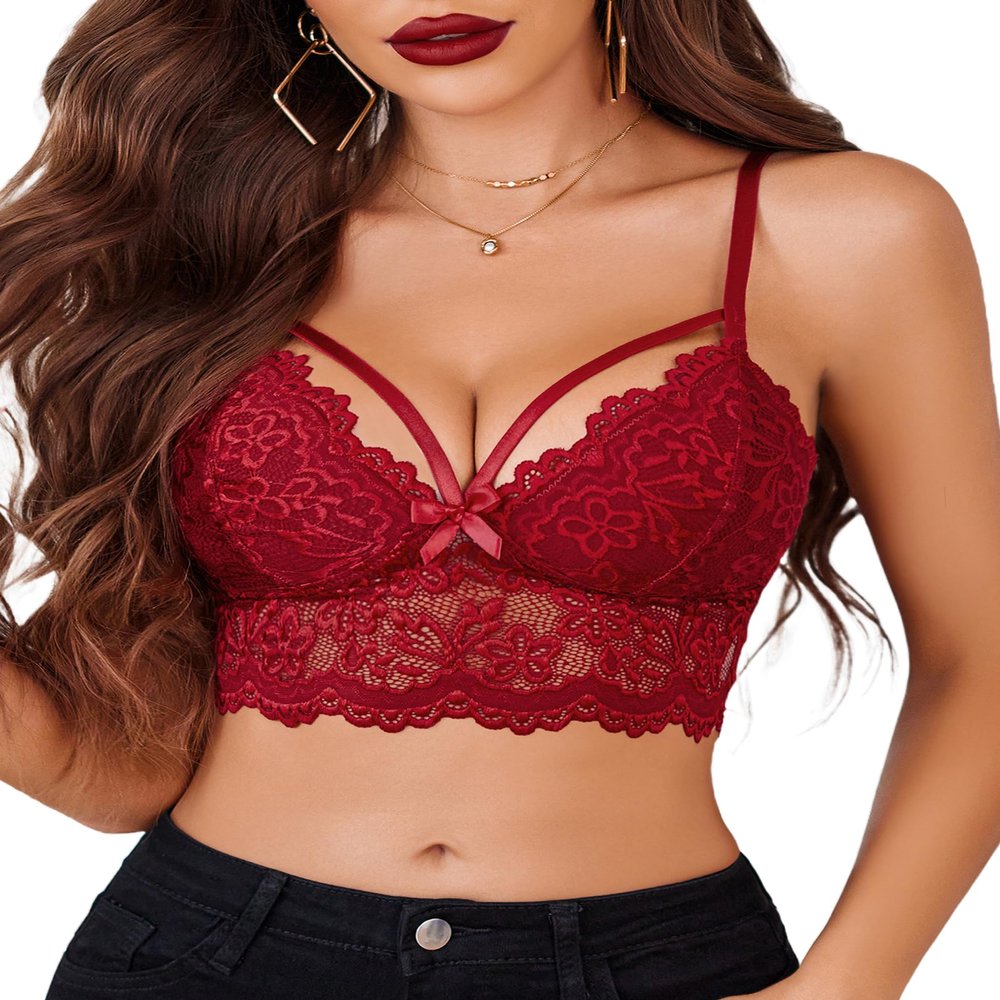 Avidlove Lace Camisole for Women Lace Lingerie Tee Tops (Wine Red, Medium)