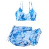 Girl's 3 Piece Swimsuits Tie Dye Bikini Bathing Suit with Cover Up Beach Skirt Juniors Summer (Blue, 13-14 Years) view 1