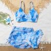 Girl's 3 Piece Swimsuits Tie Dye Bikini Bathing Suit with Cover Up Beach Skirt Juniors Summer (Blue, 13-14 Years) view 3