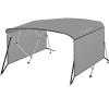 IDEALHOUSE 4 Bow Bimini Tops for Boat Cover with 1 Aluminum Alloy Frame, Include 2 Straps, 2 Adjustable Rear Support Pole, Zippered Storage Boot, PU Coating Canvas8'L x 54" H x 67"-72" W Gray  view 1
