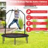 GYMAX Rebounder Trampoline for Adults, 40 Mini Exercise Trampoline with Height Adjustable Bar & Resistance Bands, 330lbs Foldable Workout Trampoline, Small Fitness Trampoline Indoor/Outdoor (Red) view 2