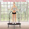 GYMAX Rebounder Trampoline for Adults, 40 Mini Exercise Trampoline with Height Adjustable Bar & Resistance Bands, 330lbs Foldable Workout Trampoline, Small Fitness Trampoline Indoor/Outdoor (Red) view 3