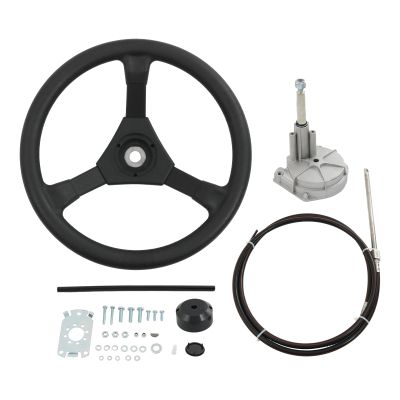 CARMOCAR Boat Steering Rotary System Boat Kit with 14 Feet Cable,13.5 Inch steering wheel,3/4" Tapered Shaft for Waterborne Vehicles