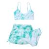 Girl's 3 Piece Swimsuits Tie Dye Bikini Bathing Suit with Cover Up Beach Skirt Juniors Summer (Green, 11-12 Years) view 1