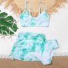 Girl's 3 Piece Swimsuits Tie Dye Bikini Bathing Suit with Cover Up Beach Skirt Juniors Summer (Green, 11-12 Years) view 3