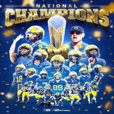 SPORTSPHOTOSUSA 2023 University Michigan National Champions 8x10 Team Composite Photo