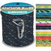 3/8 Inch 50 FT Anchor Rope, Boat Anchor Rope Solid Braid MFP, Anchor Line with 316 Stainless Steel Thimble and Snap Hook - Black & Lake Blue view 1