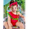 HINTINA 12 Month Baby Girls One Piece Swimsuits Infant Watermelon Bathing Suit Off Shoulder Swimwear Swimming Beach Wear with Headband 12-18 Months view 2