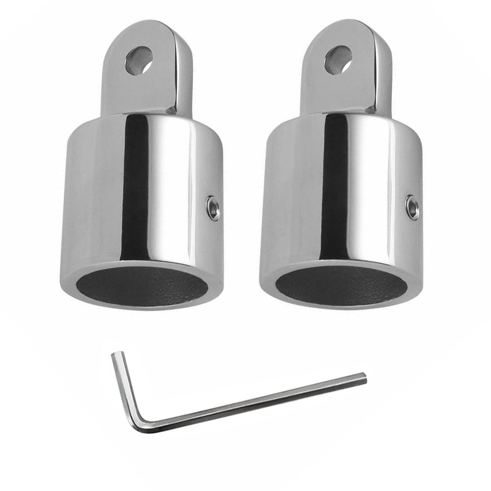 SHENGHUISS Bimini Top Cap Eye End Boat Fitting Stainless Steel 316 Round Tubing Marine Hardware with L Shape Hex Key (A-7/8 inch 2 Pack)