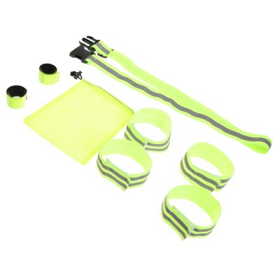 BESPORTBLE 1set High Visibility Reflective for Night Running Cycling Gear Elastic Bands Includes Waist Arm Straps Storage Bag