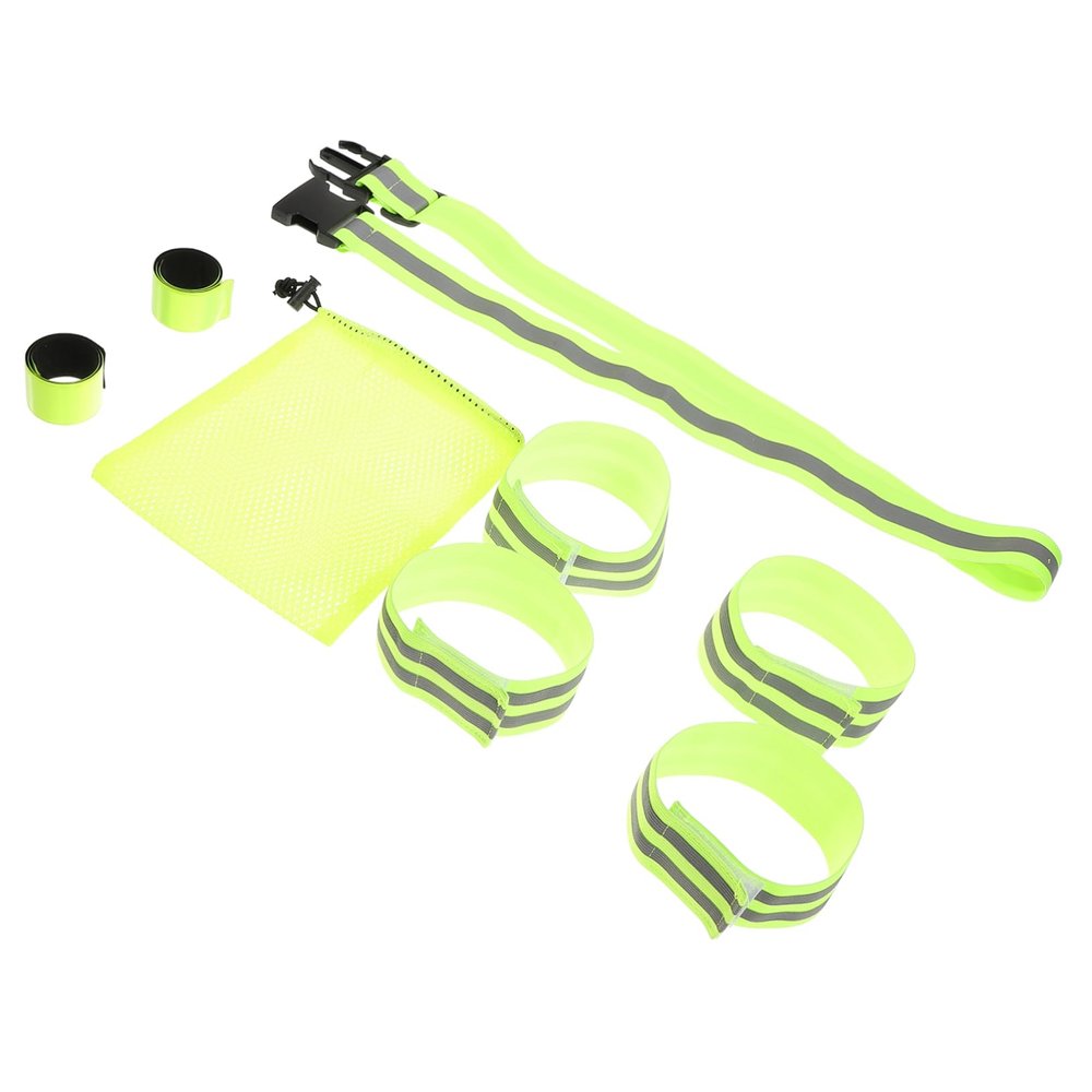 BESPORTBLE 1set High Visibility Reflective for Night Running Cycling Gear Elastic Bands Includes Waist Arm Straps Storage Bag