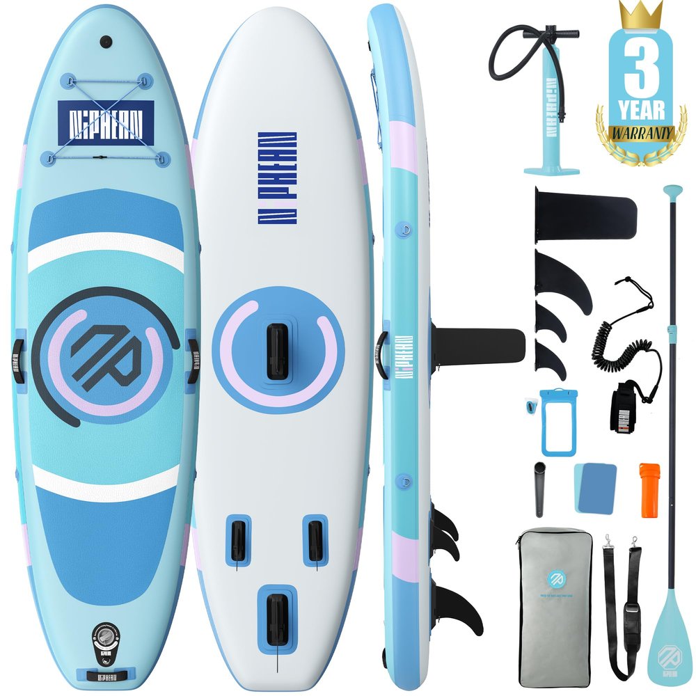 NipheanUltra-LightInflatable Paddle Board with (Beginner Friendly) StabilTrac Fin and Durable SUP Accessories, 10' Stand Up Paddle Boards for Adults & Youth, Versatile Yoga Paddle Board, Gift Ideas