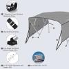 IDEALHOUSE 4 Bow Bimini Tops for Boat Cover with 1 Aluminum Alloy Frame, Include 2 Straps, 2 Adjustable Rear Support Pole, Zippered Storage Boot, PU Coating Canvas8'L x 54" H x 79"-84" W Gray  view 3
