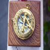 Antique Brass Engraved Sundial Compass with Wooden Box Handmade 3 Inch Push Open Pocket Compass for Navigation and Traveling Tool view 2