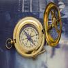 Antique Brass Engraved Sundial Compass with Wooden Box Handmade 3 Inch Push Open Pocket Compass for Navigation and Traveling Tool view 4