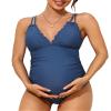 Charmo Scallop Trim Swimsuit One Piece Tie Back Cutout Bathing Suit Ruched Push Up Swimwear for Women Dark Blue view 1