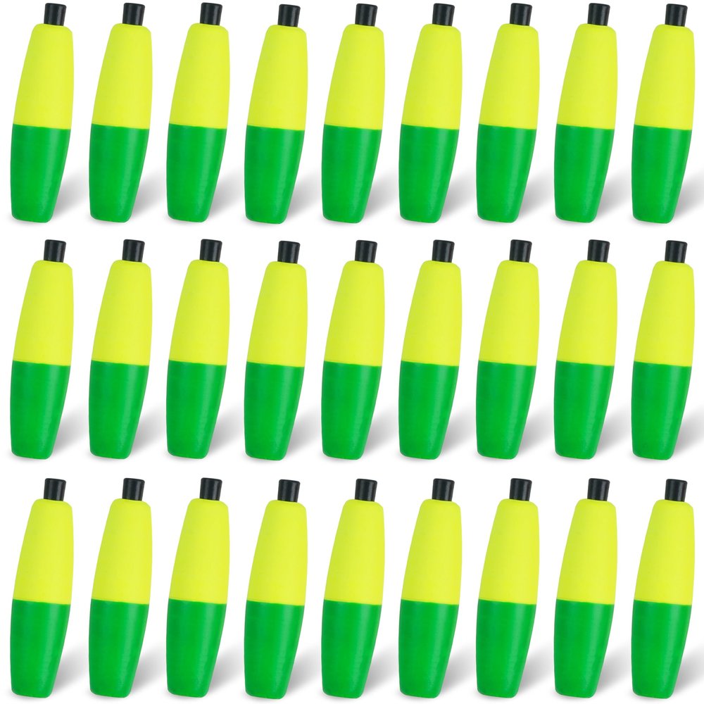 FUSIGO Peg Floats for Catfish Fishing Bobbers,Fishing Cigar Foam Bobber for Santee Rig Slip Fishing Corks Peg Fishing Bobbers with Pipe Plug Catfish Crappie Floats for Fishing3in Yellow Green