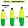 FUSIGO Peg Floats for Catfish Fishing Bobbers,Fishing Cigar Foam Bobber for Santee Rig Slip Fishing Corks Peg Fishing Bobbers with Pipe Plug Catfish Crappie Floats for Fishing3in Yellow Green view 2