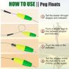 FUSIGO Peg Floats for Catfish Fishing Bobbers,Fishing Cigar Foam Bobber for Santee Rig Slip Fishing Corks Peg Fishing Bobbers with Pipe Plug Catfish Crappie Floats for Fishing3in Yellow Green view 4