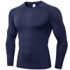 SPVISE Navy Compression Shirt Men Long Sleeve Running Sports Compression Tops Cool Dry Athletic Base Layer Workout Undershirt view 1