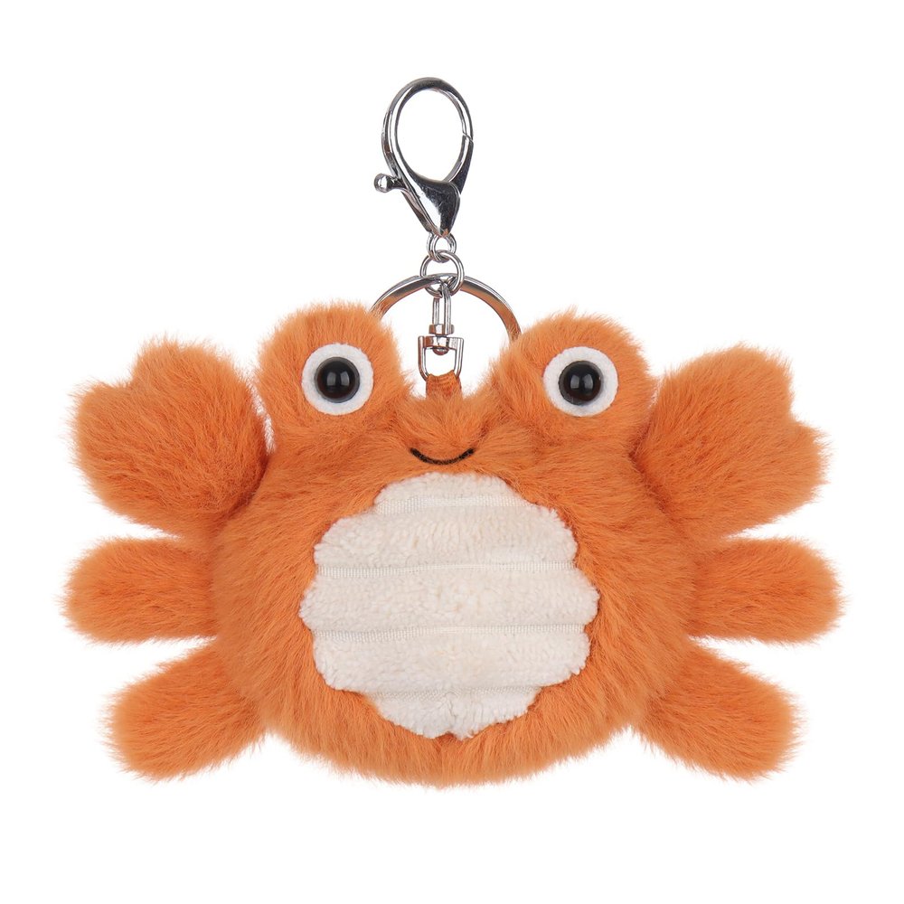 Apricot Lamb Purse Charm Cute Toys Orange and White Happy Crab Stuffed Animal Soft Keychain Bag Charm for Kids Bag, Purse, Backpack, Handbag (Happy Crab5.5 Inches)