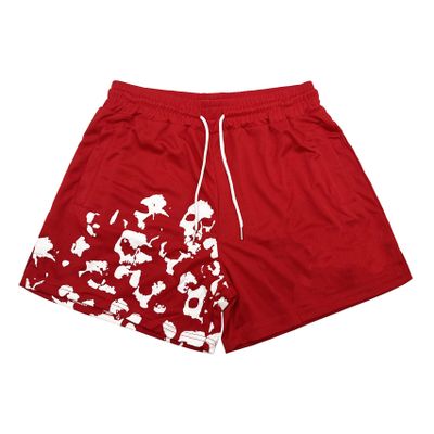 DIOTSR Mens Graphic Print Shorts Cool Mesh Basketball Shorts Casual Flat Front Shorts Summer Drawstring (Red, X-Large)