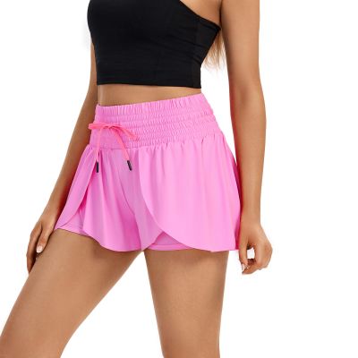 Flowy Womens Running Shorts Gym Yoga Workout Athletic Tennis Golf Skorts Skirt High Waisted with Pockets Butterfly Sweat Spandex Comfy Lounge Pants Cute Trendy Clothes Casual Summer Outfits Hot Pink L