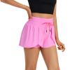 Flowy Womens Running Shorts Gym Yoga Workout Athletic Tennis Golf Skorts Skirt High Waisted with Pockets Butterfly Sweat Spandex Comfy Lounge Pants Cute Trendy Clothes Casual Summer Outfits Hot Pink L view 3