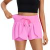 Flowy Womens Running Shorts Gym Yoga Workout Athletic Tennis Golf Skorts Skirt High Waisted with Pockets Butterfly Sweat Spandex Comfy Lounge Pants Cute Trendy Clothes Casual Summer Outfits Hot Pink L view 4