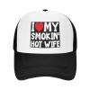 I Heart My Smokin' Hot Wife Unisex Baseball Cap Vintage Men Women Low Profile Trucker Hats Adjustable,Black view 2