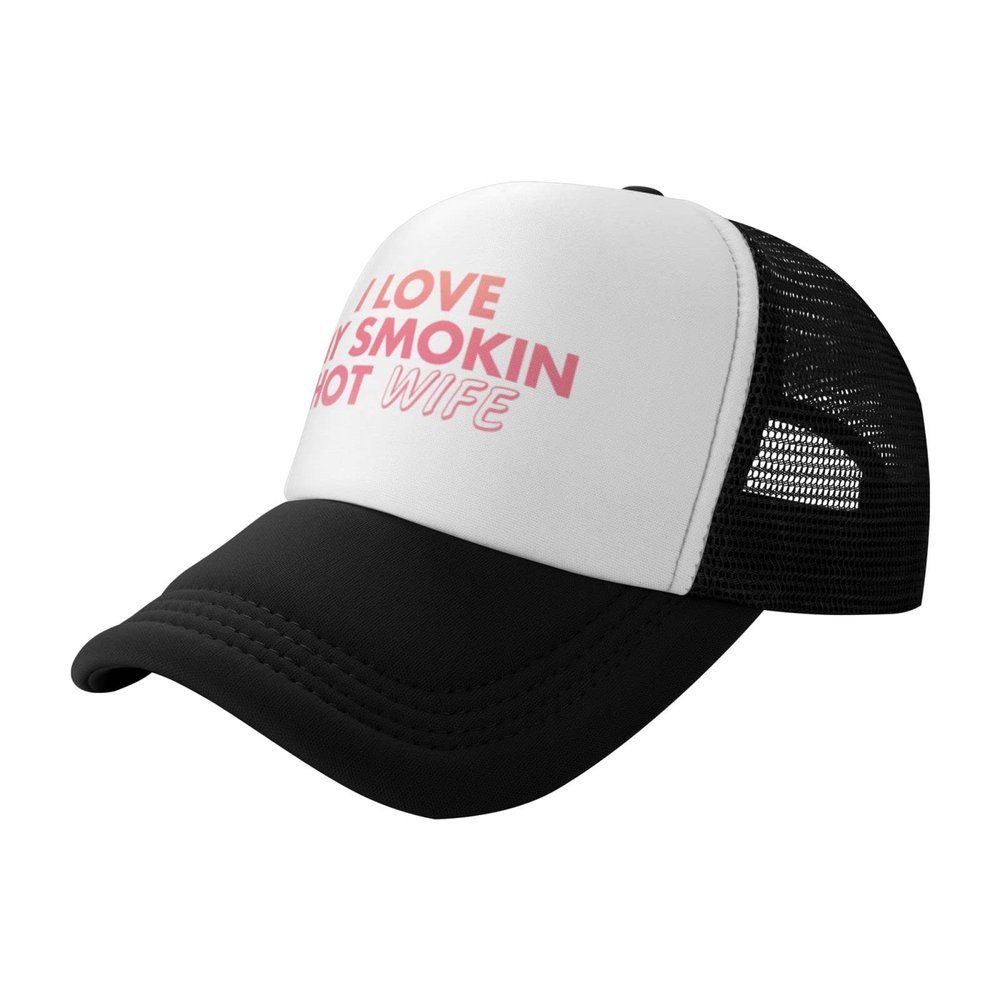 Pink I Love My Smokin Hot Wife Unisex Baseball Cap Vintage Men Women Low Profile Trucker Hats Adjustable,Black