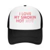 Pink I Love My Smokin Hot Wife Unisex Baseball Cap Vintage Men Women Low Profile Trucker Hats Adjustable,Black view 2