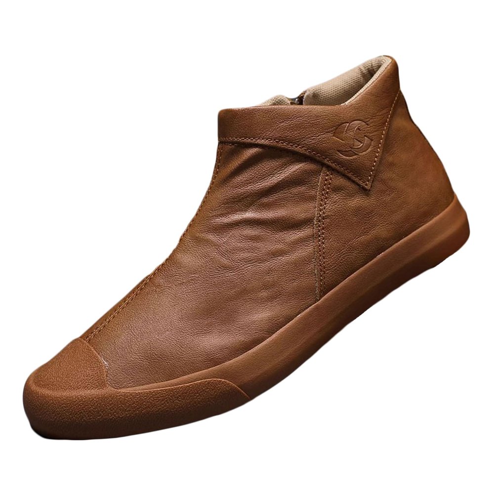 Bestgift Men's Casual Shoes Low Top Comfortable Brown 6.5