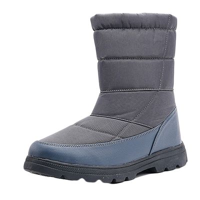 Bestgift Cotton boots men and women non-slip waterproof snow boots padded cotton shoes Grey 5.5