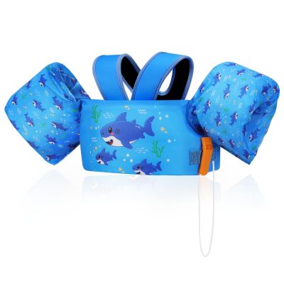 MoKo Swim Arm Band for Kids 20-30-40-50lbs, Clearance Toddler Swim Vest Cute Cartoon Swimming Wings Pool Floats Sleeve Children Water Sports Learning Swim Training Equipment, Indigo Shark