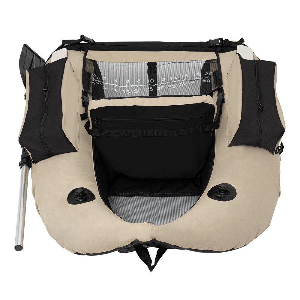 Inflatable Float Tube, Float Tube for Fishing and Angling, Fishing Float Tube with Air Pump, Storage Pockets, Fish Ruler, Adjustable Backrest, 286lbs Load Bearing Capacity, Khaki