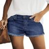 luvamia Jean Shorts for Women Trendy Mid Rise Stretchy Cut Off Denim Shorts Distressed Frayed Summer Casual Non Ripped Indigo Nightfall Blue Size Large Fits US 12-14 view 1