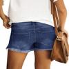 luvamia Jean Shorts for Women Trendy Mid Rise Stretchy Cut Off Denim Shorts Distressed Frayed Summer Casual Non Ripped Indigo Nightfall Blue Size Large Fits US 12-14 view 2