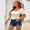 luvamia Jean Shorts for Women Trendy Mid Rise Stretchy Cut Off Denim Shorts Distressed Frayed Summer Casual Non Ripped Indigo Nightfall Blue Size Large Fits US 12-14 view 4